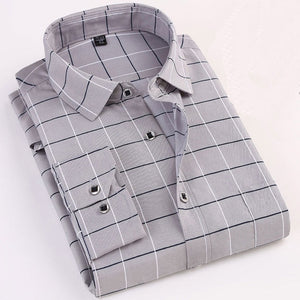 Printed Plaid Polka Dot Men Shirt Long-Sleeved Casual Shirts For Men Slim Fit 21 Colors Male Dress Shirts Camisas Masculina