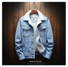 Load image into Gallery viewer, Men Light Blue Winter Jean Jackets Outerwear Warm Denim Coats New Men Large Size Wool Liner Thicker Winter Denim Jackets Size6XL