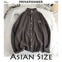 Load image into Gallery viewer, Privathinker Men Solid Shirt Long Sleeve 2019 Man Korean Fashions Monday Embroidery Shirt Male Streetwear Spring Women Shirts