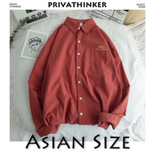 Load image into Gallery viewer, Privathinker Men Solid Shirt Long Sleeve 2019 Man Korean Fashions Monday Embroidery Shirt Male Streetwear Spring Women Shirts