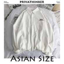 Load image into Gallery viewer, Privathinker Men Solid Shirt Long Sleeve 2019 Man Korean Fashions Monday Embroidery Shirt Male Streetwear Spring Women Shirts