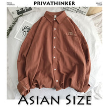 Load image into Gallery viewer, Privathinker Men Solid Shirt Long Sleeve 2019 Man Korean Fashions Monday Embroidery Shirt Male Streetwear Spring Women Shirts