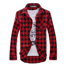 Load image into Gallery viewer, Men Plaid Shirt Camisas Social 2019 Autumn Men&#39;s Fashion Plaid Long-sleeved Shirt Male Button Down Casual Check Shirt