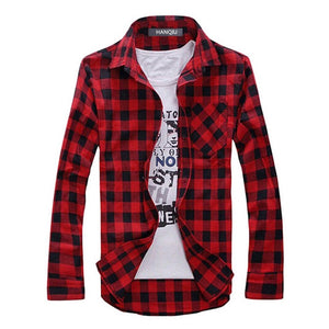 Men Plaid Shirt Camisas Social 2019 Autumn Men's Fashion Plaid Long-sleeved Shirt Male Button Down Casual Check Shirt