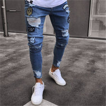 Load image into Gallery viewer, 2019 Men Stylish Ripped Jeans Pants Biker Skinny Slim Straight Frayed Denim Trousers Fashion skinny jeans men Clothes