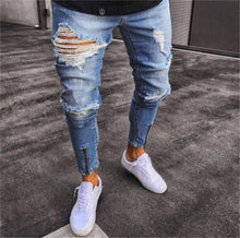 Load image into Gallery viewer, 2019 Men Stylish Ripped Jeans Pants Biker Skinny Slim Straight Frayed Denim Trousers Fashion skinny jeans men Clothes