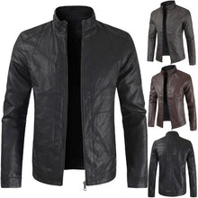 Load image into Gallery viewer, 2019 Men&#39;s New Best Selling Explosions Leather New Stand Collar Solid Color Leather Jacket Men&#39;s Business Fashion Leather