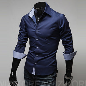 mens casual shirt fashion new designer slim fit long sleeve classic shirts men size 3xl male shirts chemid se homme