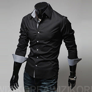 mens casual shirt fashion new designer slim fit long sleeve classic shirts men size 3xl male shirts chemid se homme