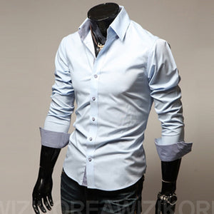 mens casual shirt fashion new designer slim fit long sleeve classic shirts men size 3xl male shirts chemid se homme