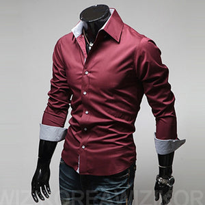 mens casual shirt fashion new designer slim fit long sleeve classic shirts men size 3xl male shirts chemid se homme