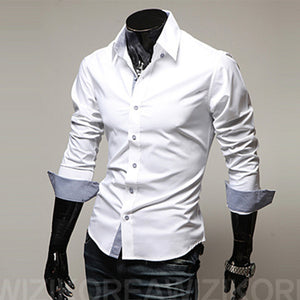 mens casual shirt fashion new designer slim fit long sleeve classic shirts men size 3xl male shirts chemid se homme