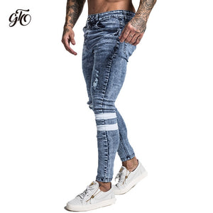 Gingtto Mens Skinny Jeans Slim Fit Ripped Jeans Big and Tall Stretch Blue Jeans for Men Distressed Elastic Waist 32 Leg 30 zm49