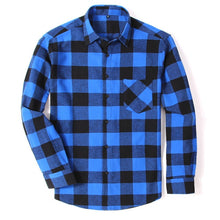 Load image into Gallery viewer, 100% Cotton Flannel Men&#39;s Plaid Shirt Slim Fit Spring Autumn Male Brand Casual Long Sleeved Shirts Soft Comfortable 4XL