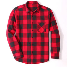 Load image into Gallery viewer, 100% Cotton Flannel Men&#39;s Plaid Shirt Slim Fit Spring Autumn Male Brand Casual Long Sleeved Shirts Soft Comfortable 4XL