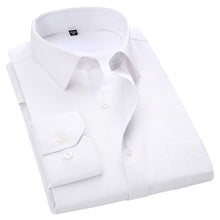 Load image into Gallery viewer, 4XL 5XL 6XL 7XL 8XL Large Size Men&#39;s Business Casual Long Sleeved Shirt White Blue Black Smart Male Social Dress Shirt Plus