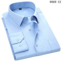 Load image into Gallery viewer, 4XL 5XL 6XL 7XL 8XL Large Size Men&#39;s Business Casual Long Sleeved Shirt White Blue Black Smart Male Social Dress Shirt Plus