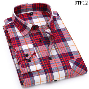 Men Flannel Plaid Shirt 100% Cotton 2019 Spring Autumn Casual Long Sleeve Shirt Soft Comfort Slim Fit Styles Brand Man Plus Size