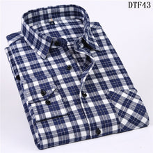 Load image into Gallery viewer, Men Flannel Plaid Shirt 100% Cotton 2019 Spring Autumn Casual Long Sleeve Shirt Soft Comfort Slim Fit Styles Brand Man Plus Size